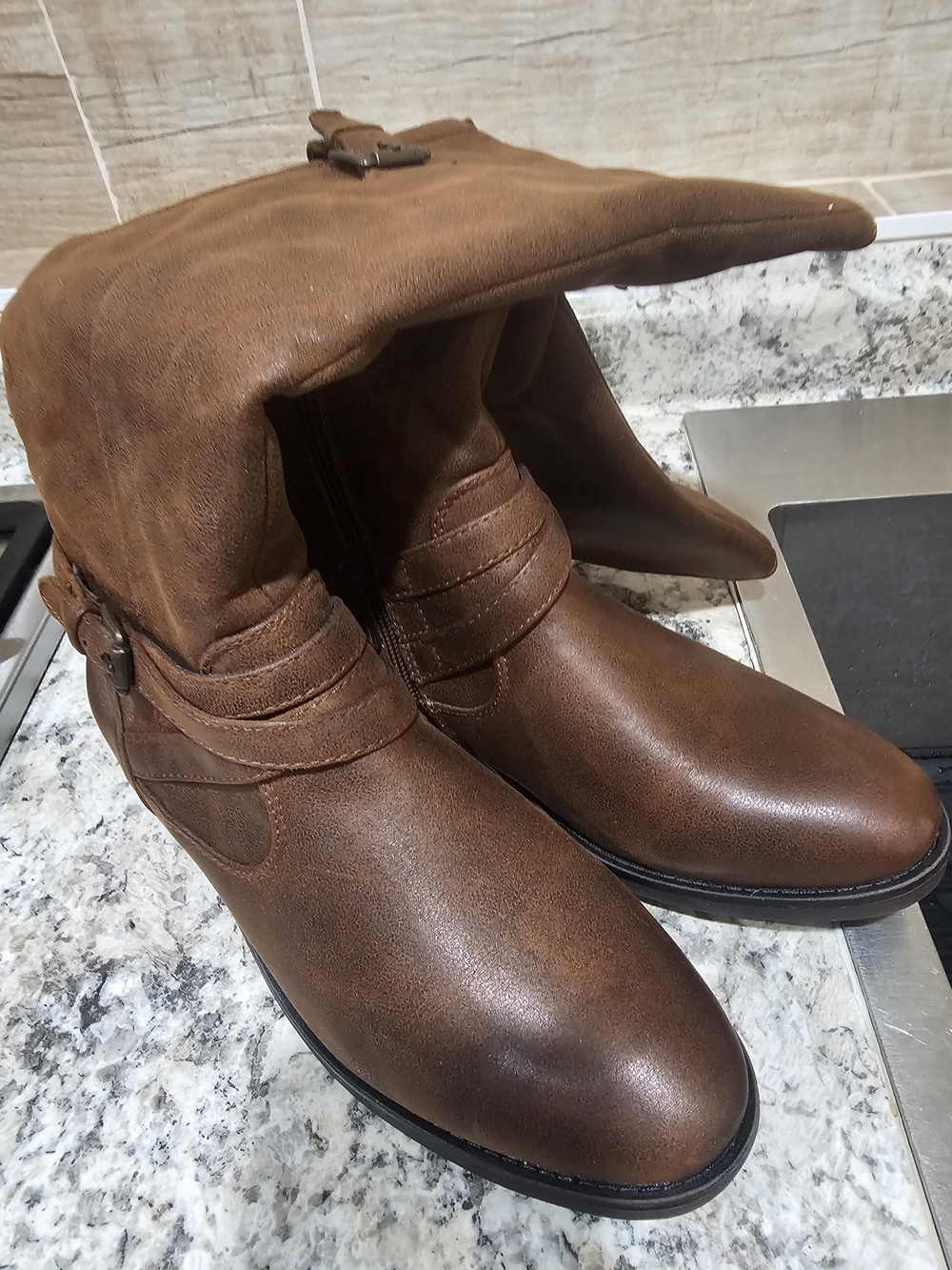 BareTraps Men's Fold-Over Leather Ankle Boots in Brown
